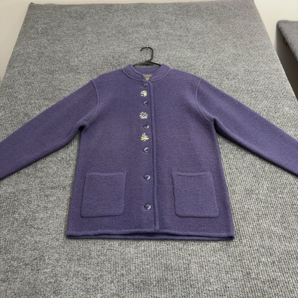 Vintage Classics by John Meyer Cardigan Womens S Purple Wool Embroidered Style